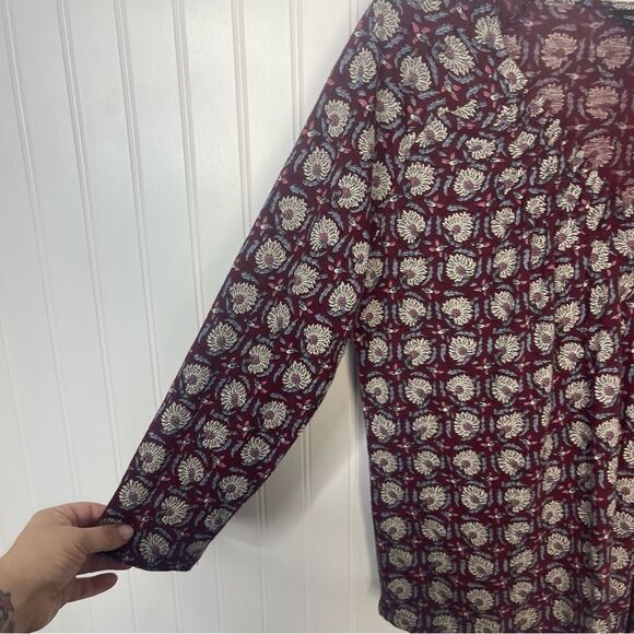 Lucky Brand Top Medium Floral V-neck 3/4 Sleeve Multicolor Boho Casual Spring - Picture 4 of 7